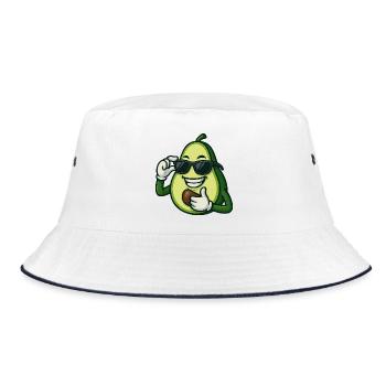 Coole Avocado mit Sonnenbrille Lässige Cartoon - Bucket Hat - Weiß/Navy - Vorne