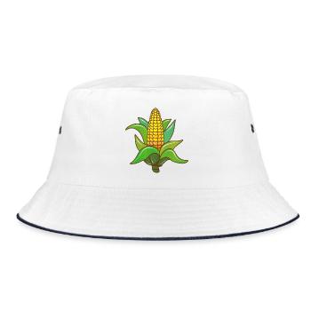 Fresh corn on the cob in colorful retro comic style - Bucket Hat - white/navy - Front