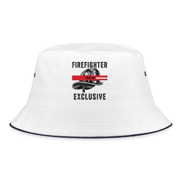 Feuerwehrhelme Rot Grafikdesign - Bucket Hat - Weiß/Navy - Vorne