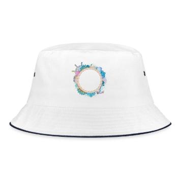 Maritime Rope Frame – with Corals & Shells - Bucket Hat - white/navy - Front