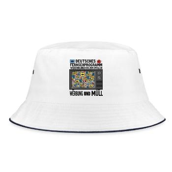 Deutsches TV - Werbung und Müll - Bucket Hat - Weiß/Navy - Vorne