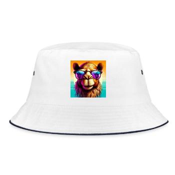 camel - Bucket Hat - white/navy - Front