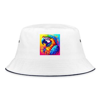 Papagei - Bucket Hat - Weiß/Navy - Vorne
