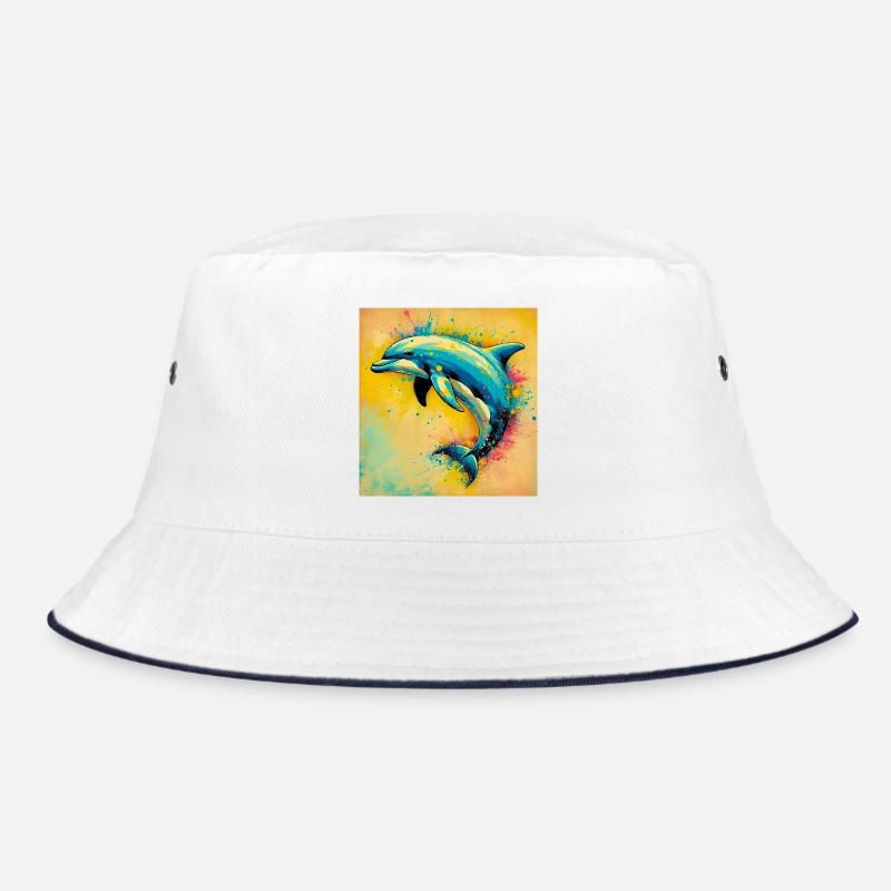 Delfin - Bucket Hat - Weiß/Navy