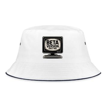 Retro Computer Beta Version Design - Bucket Hat - white/navy - Front