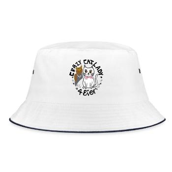 Crazy Cats - Bucket Hat - Weiß/Navy - Vorne