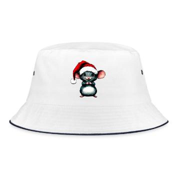 Souris de Noël / Souris du Père Noël - Bob - blanc/marine - Devant