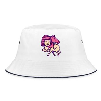 Horse Girl Pop Art Pink - Bucket Hat - white/navy - Front