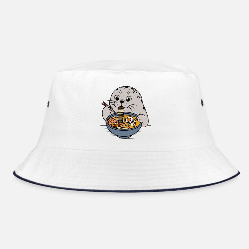 Ramen-Robbe - Bucket Hat - Weiß/Navy