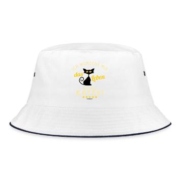 Humorous cat quote on shirt - Bucket Hat - white/navy - Front