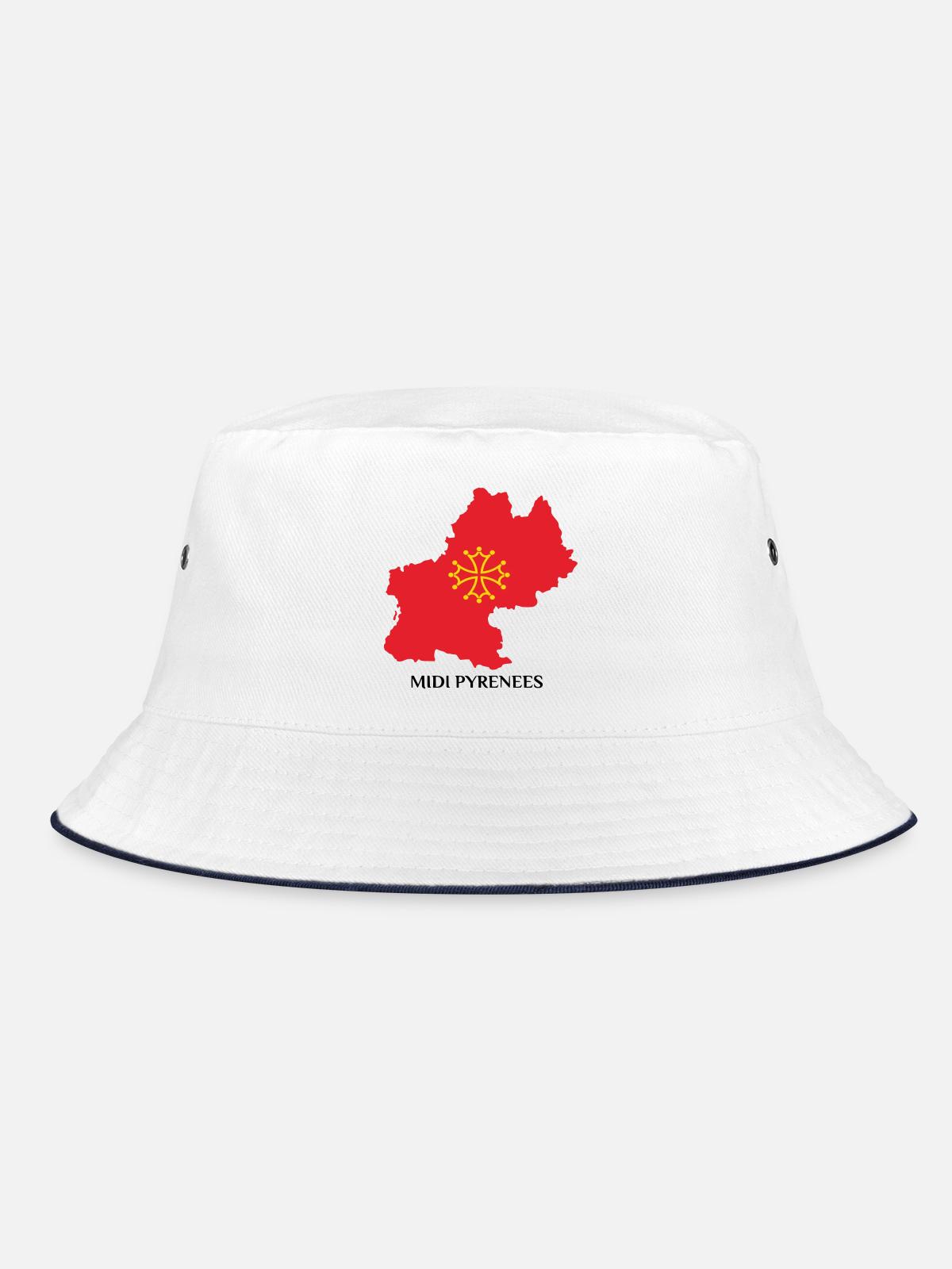 Map of the Midi-Pyrénées - Bucket Hat - white/navy - Front