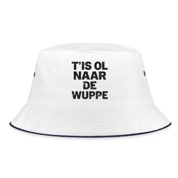 West Flemish dialect Shirt. t'is ol to the wuppe - Bucket Hat - white/navy - Front