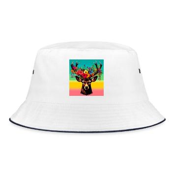 Hirsch - Bucket Hat - Weiß/Navy - Vorne