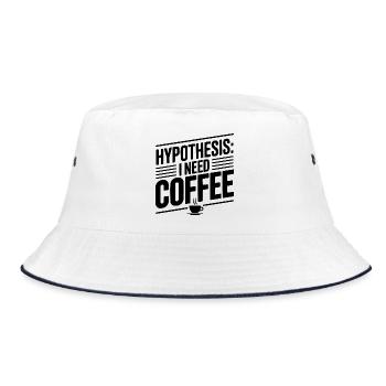 Hypothesis: I Need Coffee - Bucket Hat - white/navy - Front