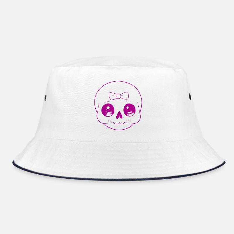 Playful cute skull with bow - Bucket Hat - white/navy