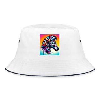 Zebra - Bucket Hat - Weiß/Navy - Vorne