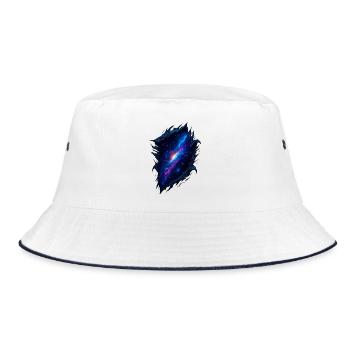 Kosmischer Galaxien-Burst-Tearing-Effekt - Bucket Hat - Weiß/Navy - Vorne