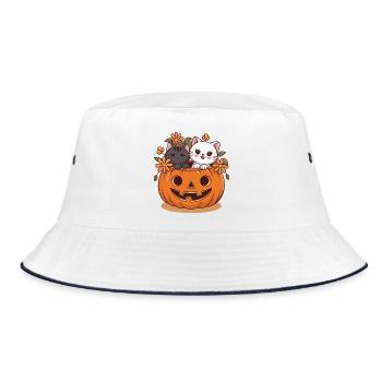 Cats in pumpkin head Halloween design - Bucket Hat - white/navy - Front