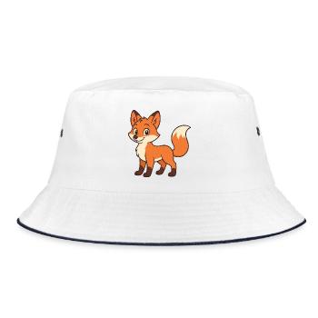 Niedlicher Cartoon-Fuchs für Kinderkleidung - Bucket Hat - Weiß/Navy - Vorne