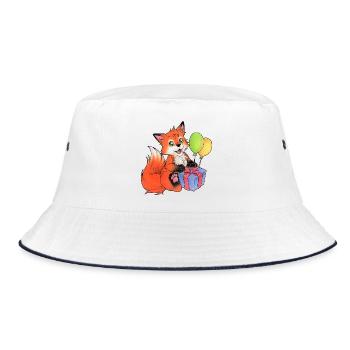 Renard mignon pour l’anniversaire peint à la main - Bob - blanc/marine - Devant