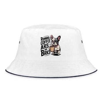 Running on Coffee and Barks - Bucket Hat - white/navy - Front