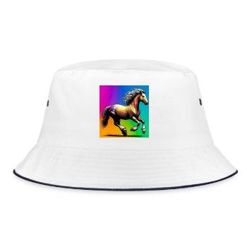 horse - Bucket Hat - white/navy - Front