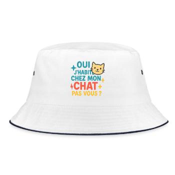 Humorous Quote Cat House - Bucket Hat - white/navy - Front