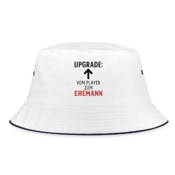 Bachelor party. Upgrade to husband! - Bucket Hat - white/navy - Front