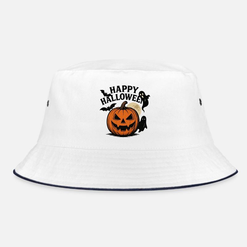 Motif de citrouille d’Halloween avec lune et créatures hantées Bob