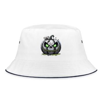 Grim Pumpkin Zombie with Green Eyes - Bucket Hat - white/navy - Front