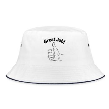 Tolle Arbeit, Daumen hoch - Bucket Hat - Weiß/Navy - Vorne