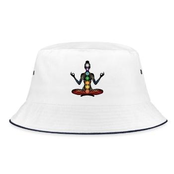 Chakra Meditations Silhouette - Bucket Hat - Weiß/Navy - Vorne