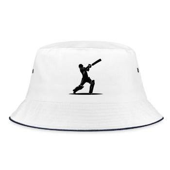 Cricket Batsman Silhouette - Bucket Hat - white/navy - Front