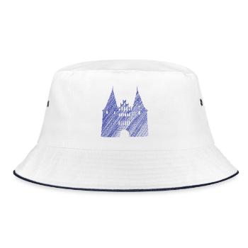 Lübeck Landmark Blue | Scribble Look - Bucket Hat - white/navy - Front