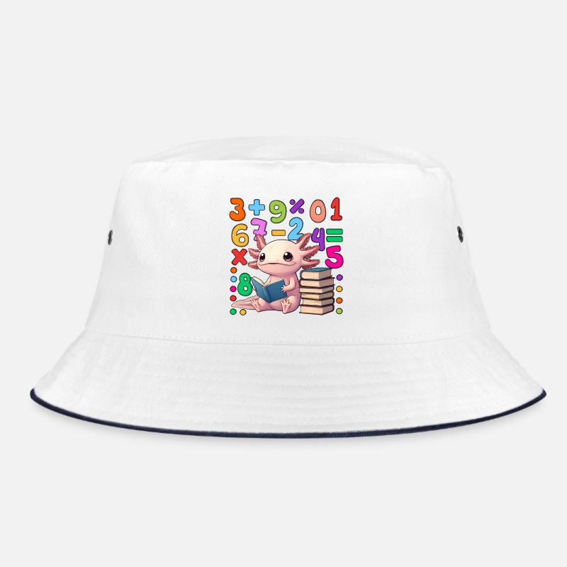 Number Day Colorful Math Dragon Reading - Bucket Hat - white/navy