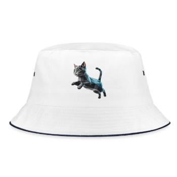 Kätzchen - Cooles Low-Poly-Logo - Bucket Hat - Weiß/Navy - Vorne