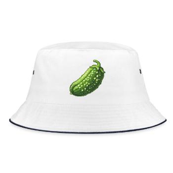 Pixel Cucumber Retro Green - Bucket Hat - white/navy - Front