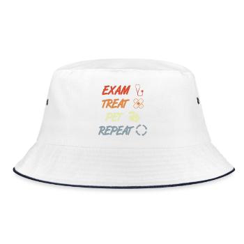 Exam Treat Pet Repeat - Bucket Hat - white/navy - Front