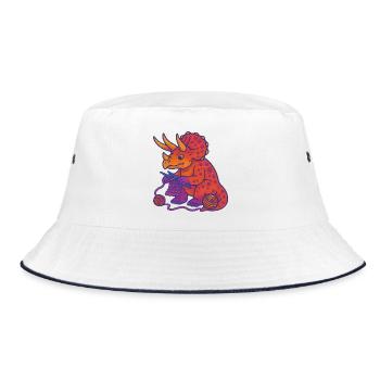 Knit Dino Triceratops Neon Gradient - Bucket Hat - white/navy - Front