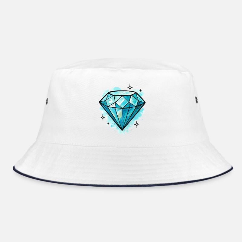 Blue Diamond Crystal Illustration Bucket Hat