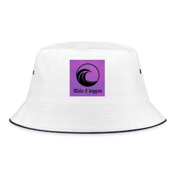 Wavy Circle MakeItMotif - Bucket Hat - white/navy - Front