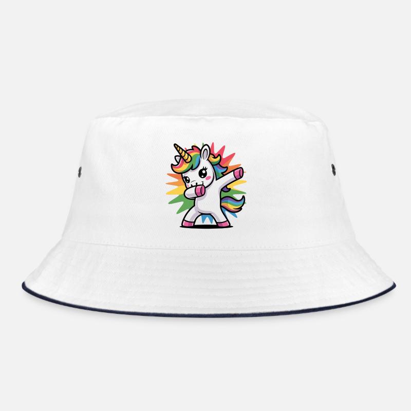 Buntes Einhorn mit Regenbogen-Mähne Bucket Hat