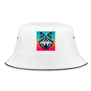 Wolf - Bucket Hat - white/navy - Front