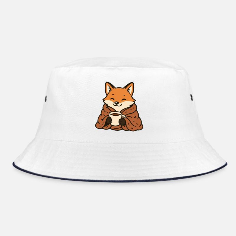 Cuddly fox with mug Bucket Hat