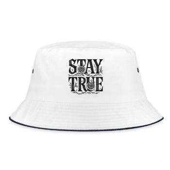 Stay True Typography Rose Art - Bucket Hat - white/navy - Front