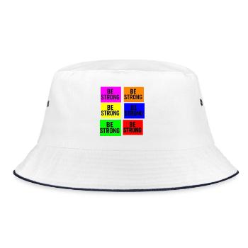 Be Strong Color Block Typography - Bucket Hat - white/navy - Front