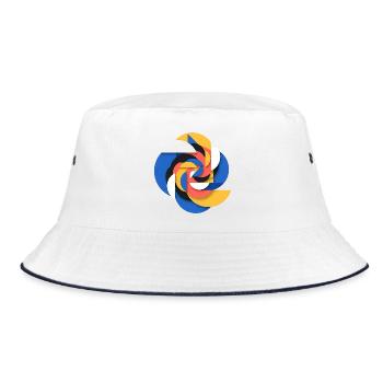 Abstract Geometric - Bucket Hat - white/navy - Front