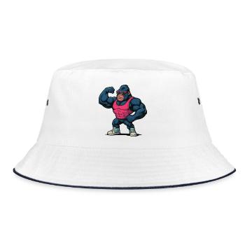Gorilla Power Pink Tank - Bucket Hat - Weiß/Navy - Vorne