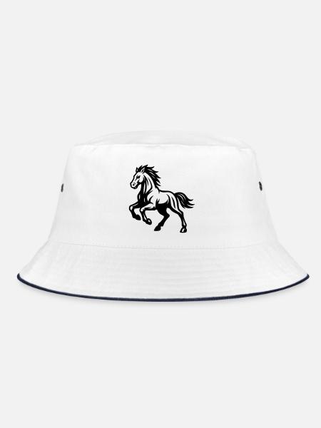 Pferd  - Bucket Hat - Weiß/Navy - Vorne