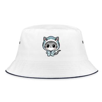 Cat Shark Cuddle Onesie - Bucket Hat - white/navy - Front